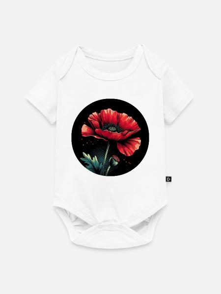 Mohnblume rot - Baby Premium Kurzarmbody - Weiß