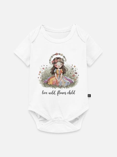 Lebe wild, Blumenkind - Baby Premium Kurzarmbody - Weiß