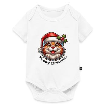 Miaou Noël drôle de chat - Body à manches courtes Premium Bébé - blanc - Devant