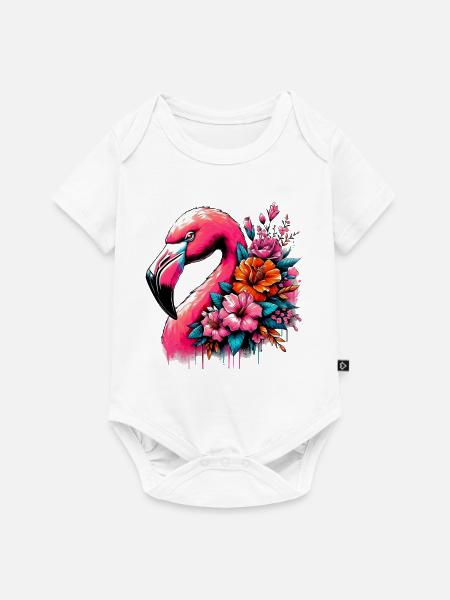 Flamingo - Baby Premium Kurzarmbody - Weiß