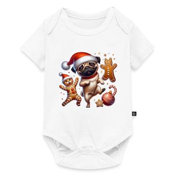 Cadeau de Noël en pain d’épice pour chat carlin - Body à manches courtes Premium Bébé - blanc - Devant