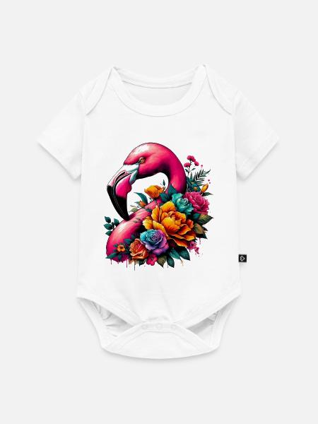 Flamingo - Baby Premium Kurzarmbody - Weiß