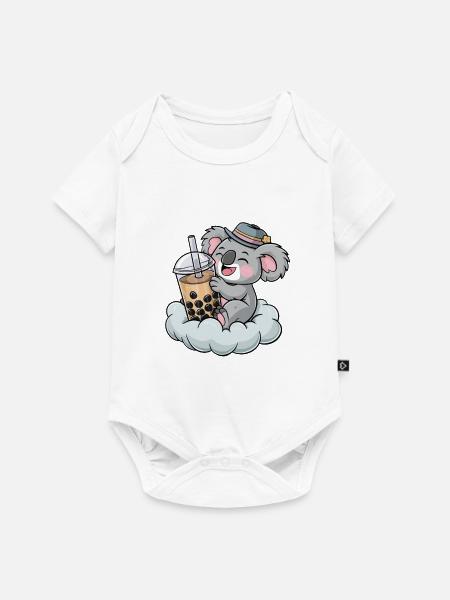 Koala drinking bubble tea - Baby Premium Kurzarmbody - Weiß