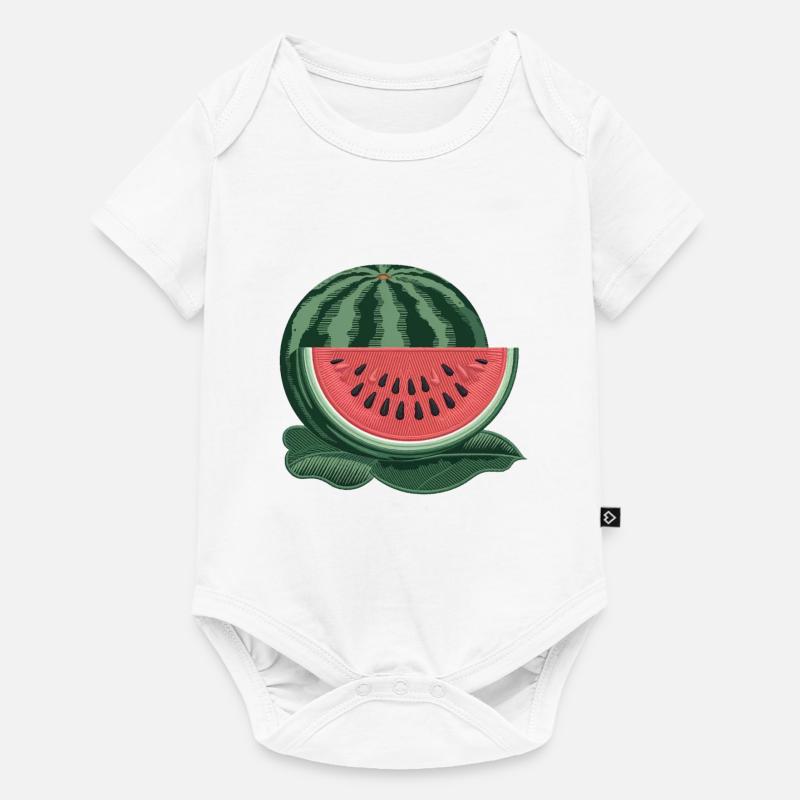 Pastèque brodée - Body à manches courtes Premium Bébé - blanc