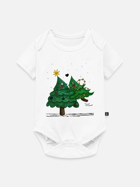 Niedliche Weihnachtsbäume - Baby Premium Kurzarmbody - Weiß
