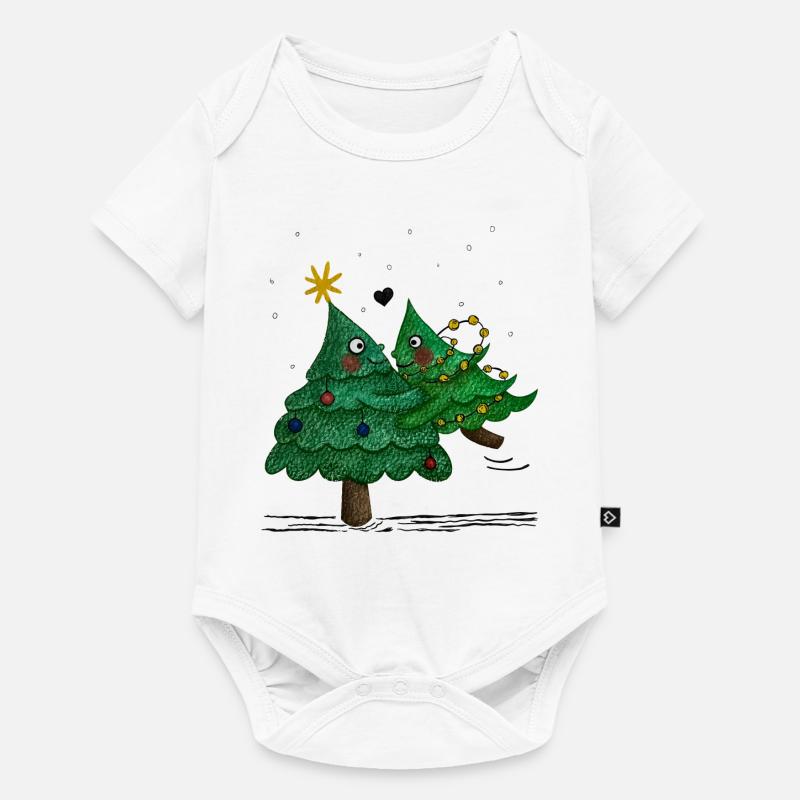 Niedliche Weihnachtsbäume - Baby Premium Kurzarmbody - Weiß