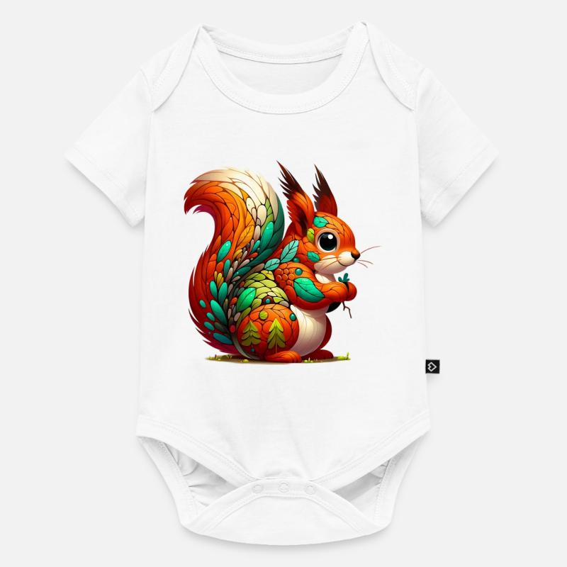 Eichhörnchen - Baby Premium Kurzarmbody - Weiß