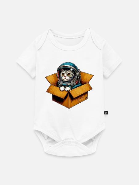Astronaut Katze - Baby Premium Kurzarmbody - Weiß