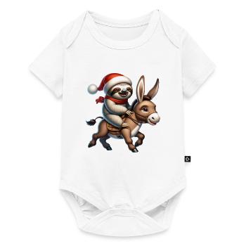Christmas Sloth Donkey Christmas Santa Claus - Baby Premium short-sleeve bodysuit - white - Front