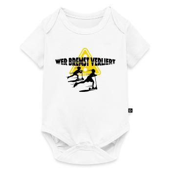 Tretroller, wer bremst verliert - Baby Premium Kurzarmbody - Weiß - Vorne
