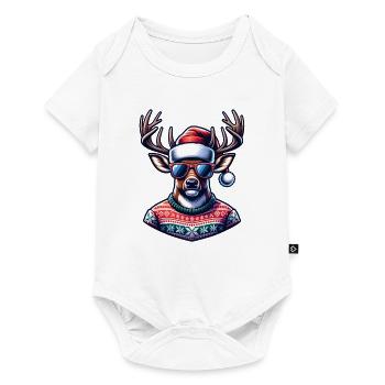 Renne avec lunettes de soleil Cool - Body à manches courtes Premium Bébé - blanc - Devant