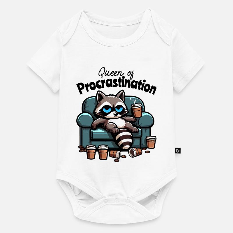 Reine de la procrastination – Raton laveur sur le canapé - Body à manches courtes Premium Bébé - blanc
