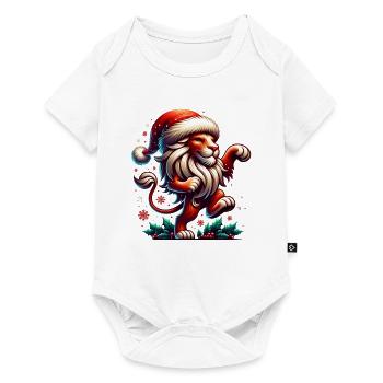 Chapeau de Noël drôle de danse du lion de Noël - Body à manches courtes Premium Bébé - blanc - Devant