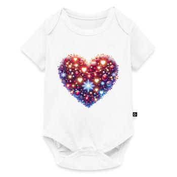 Noël Coeur Paillettes Flocon de Neige Lumière Noël - Body à manches courtes Premium Bébé - blanc - Devant