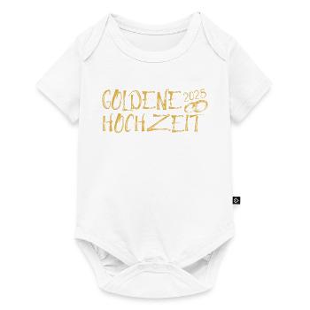 Goldene Hochzeit 2025 mit Goldringen 50 Jahre Ehe - Baby Premium Kurzarmbody - Weiß - Vorne