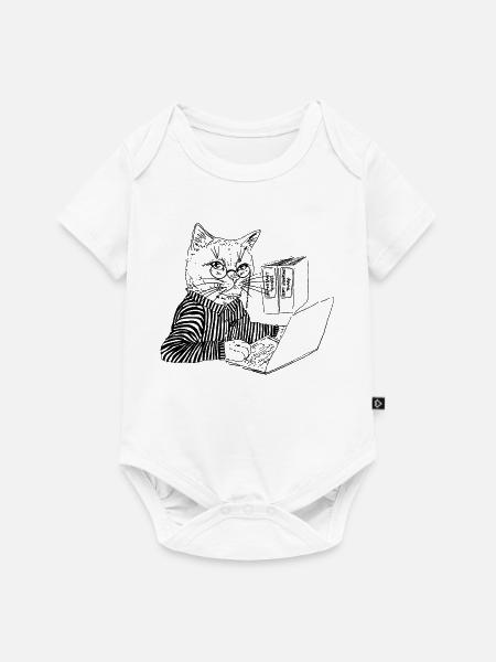 BÜRO-KÄTZCHEN - Baby Premium Kurzarmbody - Weiß
