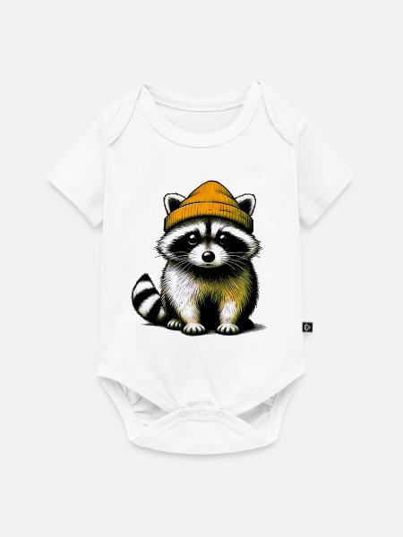 Waschbär - Baby Premium Kurzarmbody - Weiß