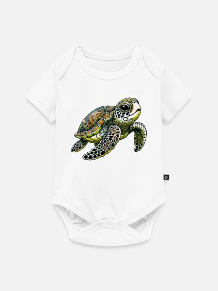 Schildkröte - Baby Premium Kurzarmbody - Weiß