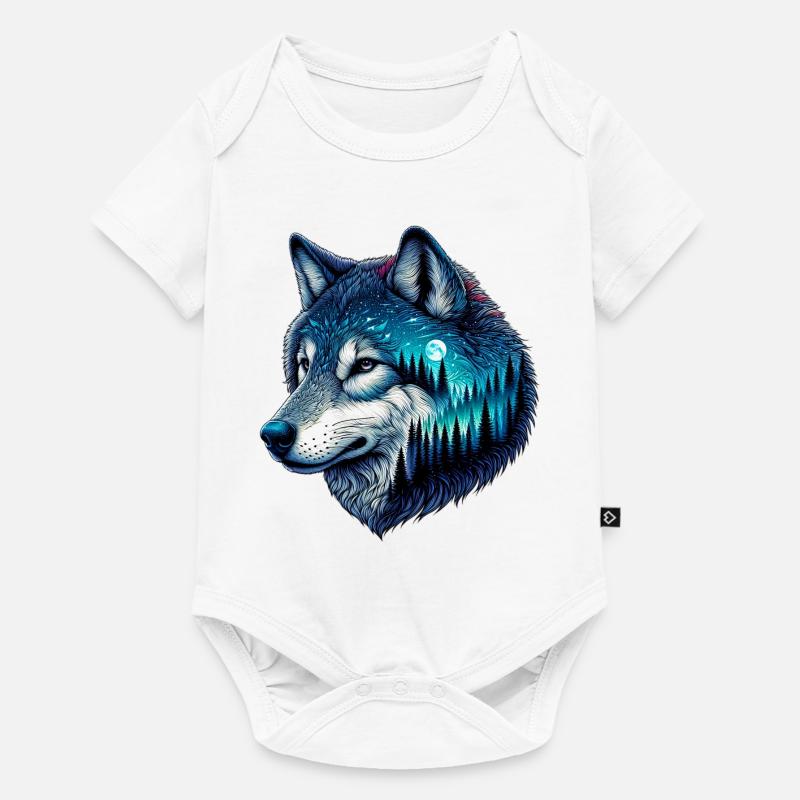 Loup - Body à manches courtes Premium Bébé - blanc