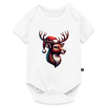 Weihnachten Weihnachtsmütze Hirschgeweih - Baby Premium Kurzarmbody - Weiß - Vorne