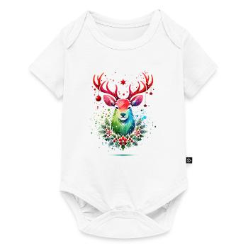 Deer Head Antlers Christmas Christmas Xmas - Baby Premium short-sleeve bodysuit - white - Front