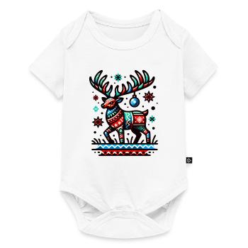 Hirschgeweih kitschig Ugly Christmas Weihnachten - Baby Premium Kurzarmbody - Weiß - Vorne