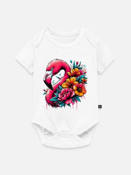 Flamingo - Baby Premium Kurzarmbody - Weiß