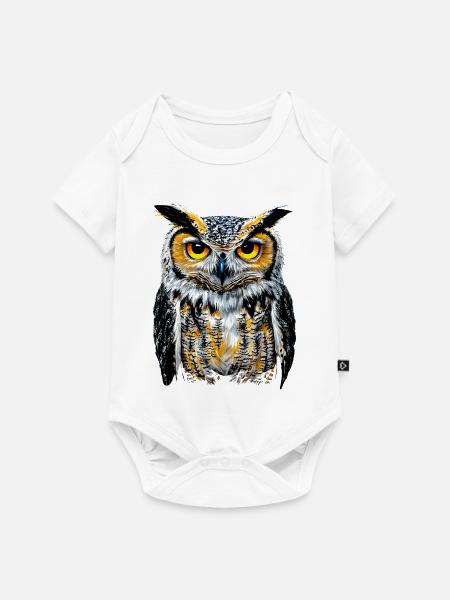 Eule Schleiereule Kauz Uhu Owl Süße Eulen - Baby Premium Kurzarmbody - Weiß