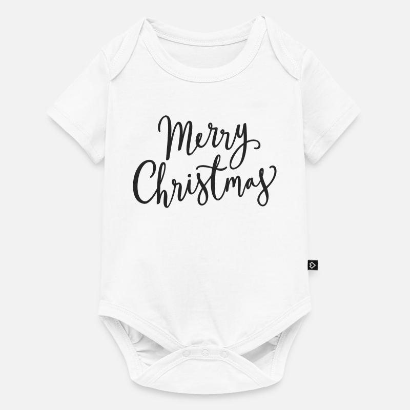 Merry Christmas Script Noir - Body à manches courtes Premium Bébé - blanc