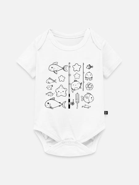 Fischen Comic Stil - Baby Premium Kurzarmbody - Weiß