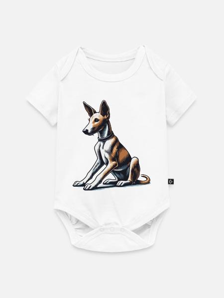 Podengo Português - Baby Premium Kurzarmbody - Weiß