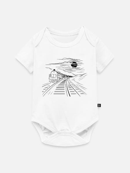 Eisenbahn Zeichnung - Baby Premium Kurzarmbody - Weiß