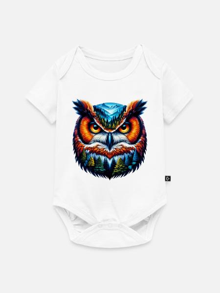 Eule - Baby Premium Kurzarmbody - Weiß