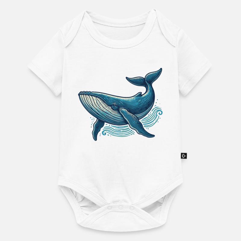 Baleine bleue - Body à manches courtes Premium Bébé - blanc