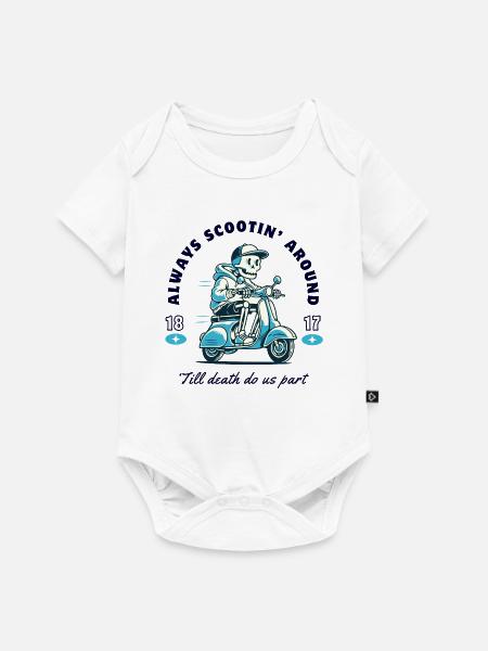Skelett auf Scooter Design - Baby Premium Kurzarmbody - Weiß
