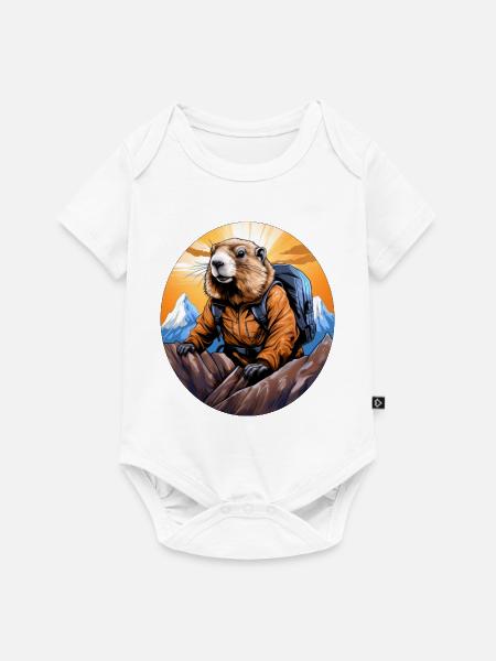 Murmeltier Bergsteiger / Wandern Murmeltiere - Baby Premium Kurzarmbody - Weiß