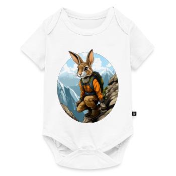 Lapin Alpiniste / Lapin de randonnée - Body à manches courtes Premium Bébé - blanc - Devant