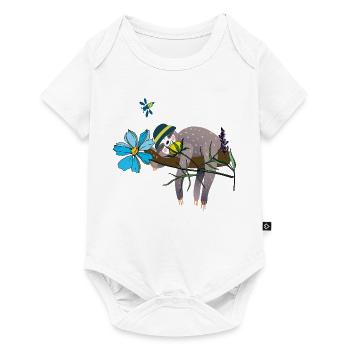 Faultier im Garten - Baby Premium Kurzarmbody - Weiß - Vorne