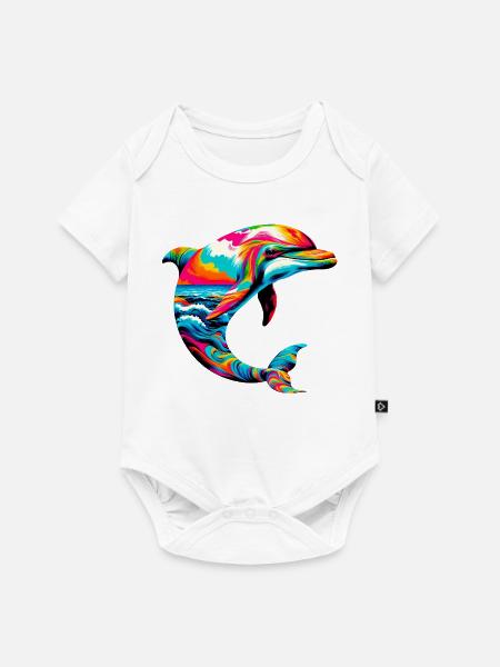 Delfin - Baby Premium Kurzarmbody - Weiß
