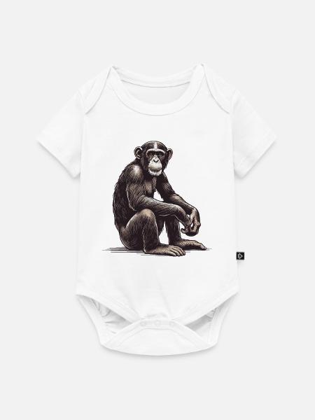 Schimpanse - Baby Premium Kurzarmbody - Weiß