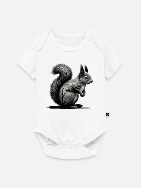 Waldeichhörnchen – Kunstvolle Naturillustration - Baby Premium Kurzarmbody - Weiß