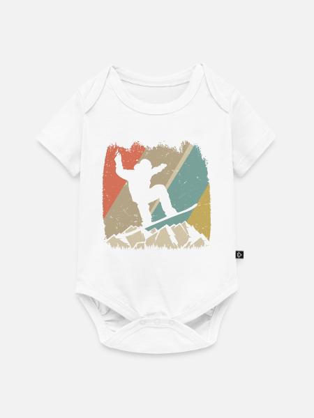 Alpiner Retro-Snowboarder - Baby Premium Kurzarmbody - Weiß