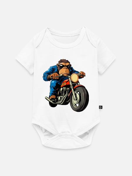 Motorradfahrer Affe - Baby Premium Kurzarmbody - Weiß