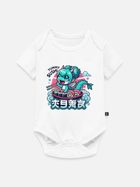 Drache Maki Sushi Kawaii Geschenk - Baby Premium Kurzarmbody - Weiß