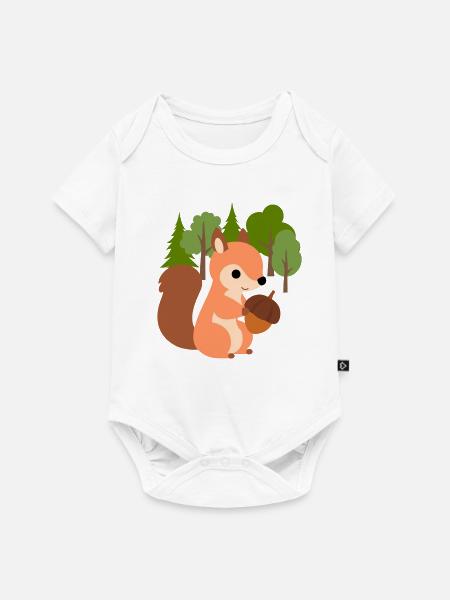 Eichhörnchen mit Nuss - Baby Premium Kurzarmbody - Weiß