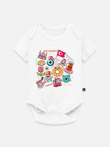 Türkei Kawaii - Niedliches und kulturelles Design - Baby Premium Kurzarmbody - Weiß
