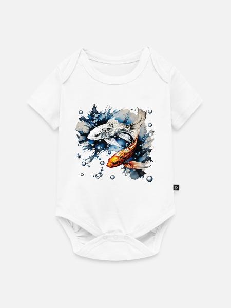 Koifische und Blasen - Baby Premium Kurzarmbody - Weiß