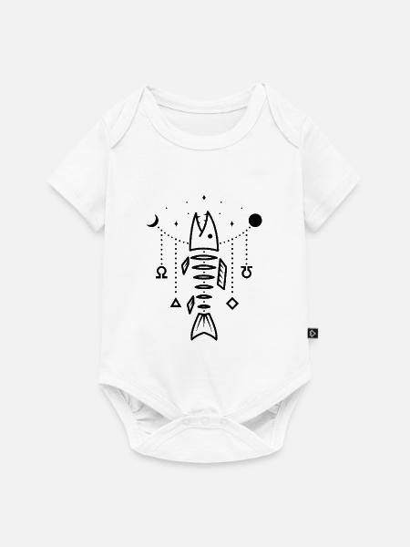 Angeln - Design Fisch in Boho-Stil - Baby Premium Kurzarmbody - Weiß