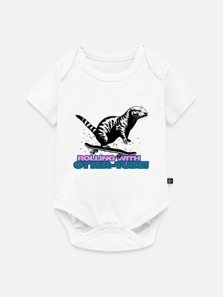 Rolling with otter-tude Skateboard Otter - Baby Premium Kurzarmbody - Weiß