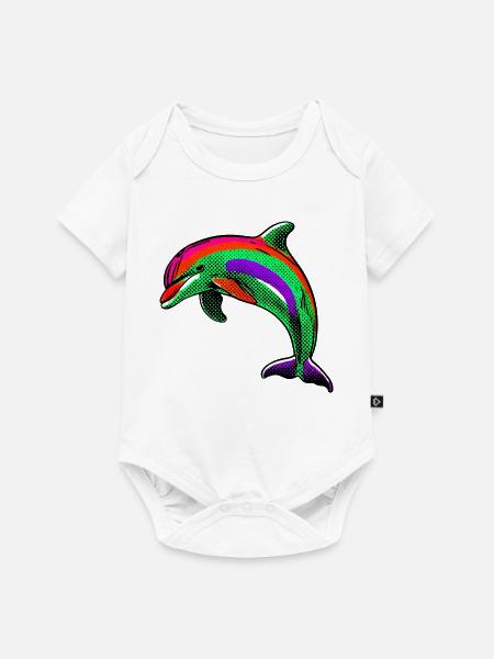 Delfin - Baby Premium Kurzarmbody - Weiß